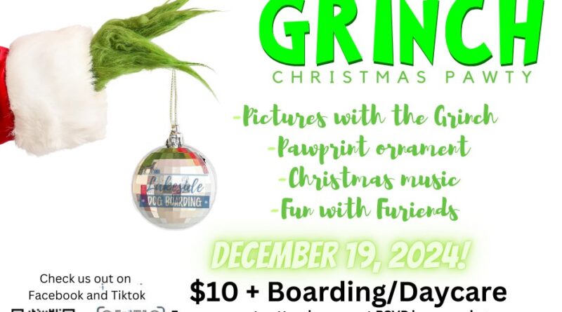 grinch christmas pawty lakeside dog boarding littleton nc 2024