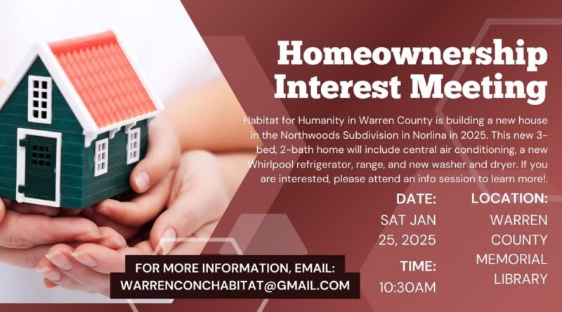 Homeownership Interest Meeting Warren County Habitat for Humanity Warrenton NC January 2025