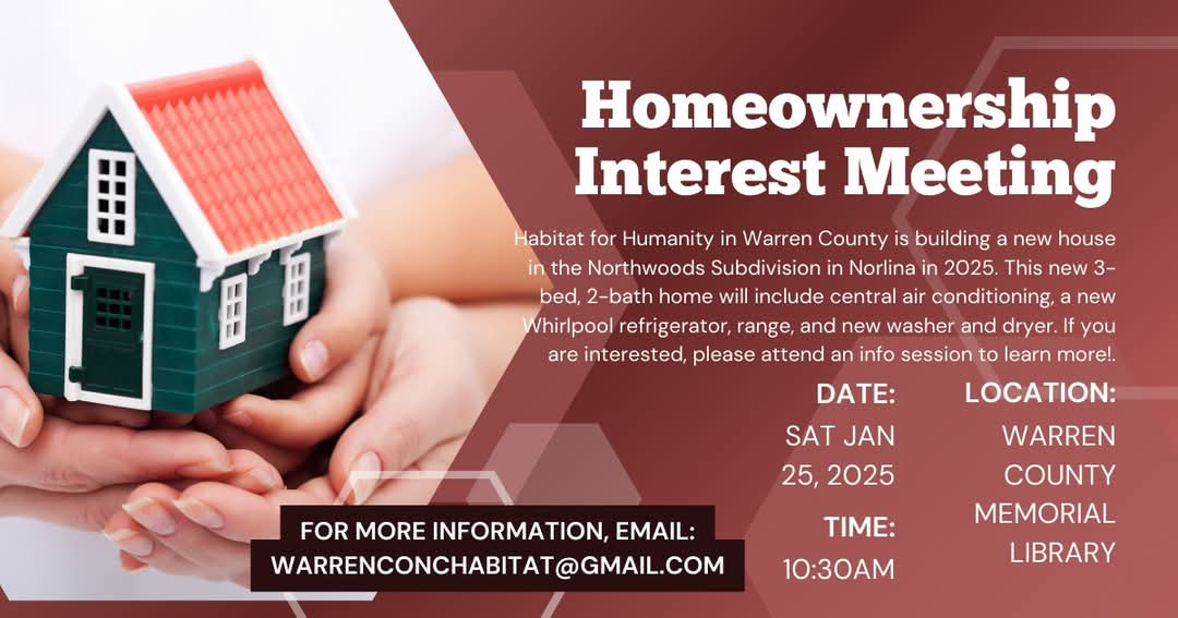 Homeownership Interest Meeting Warren County Habitat for Humanity Warrenton NC January 2025