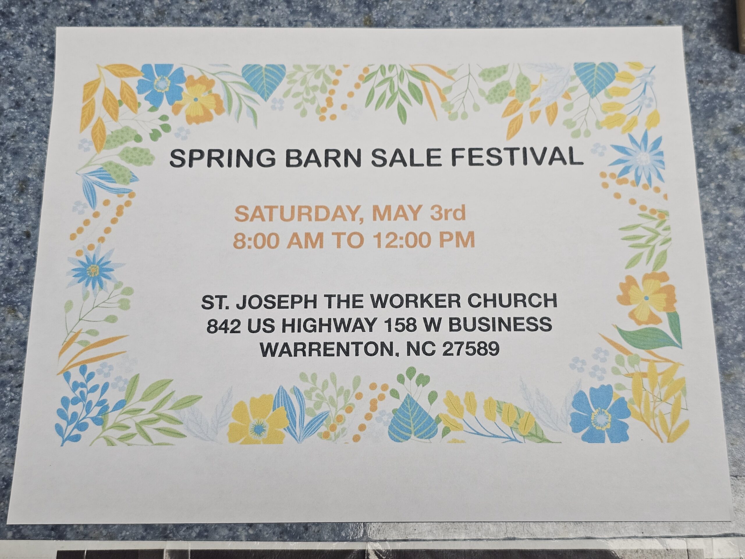 spring barn sale festival st joseph the worker church warrenton nc may 3 2025