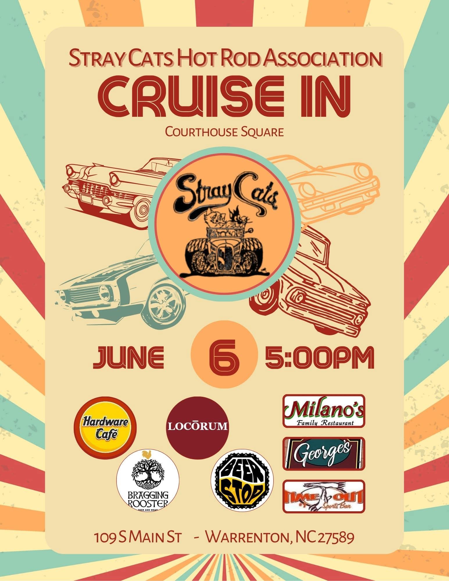 cruise in Stray Cats Hot Rod Association warrenton nc june 2025