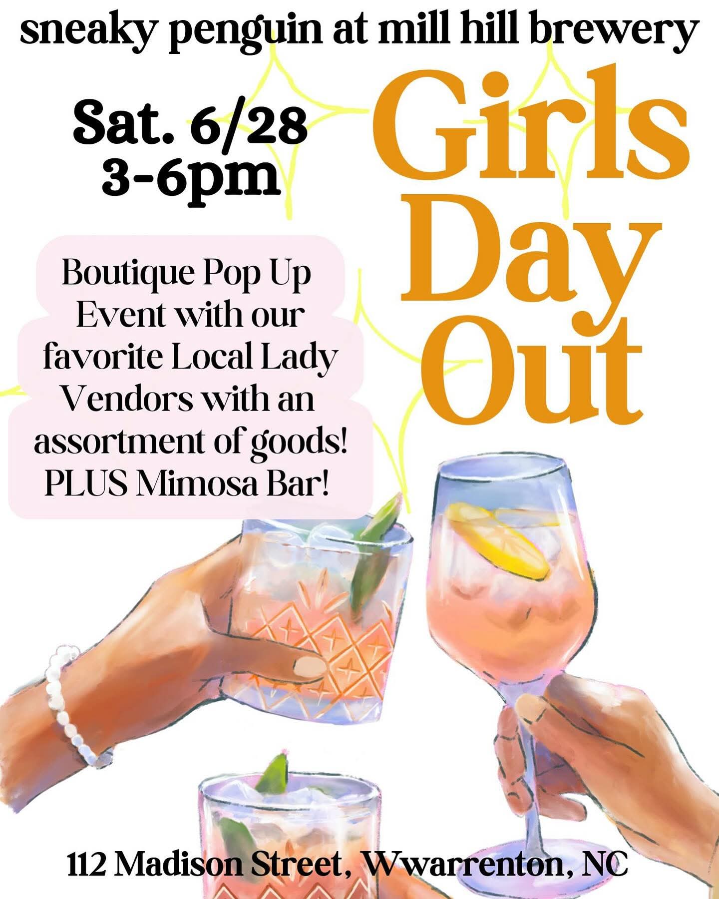 girls day out sneaky penguin mill hill brewery warrenton nc june 28 2025