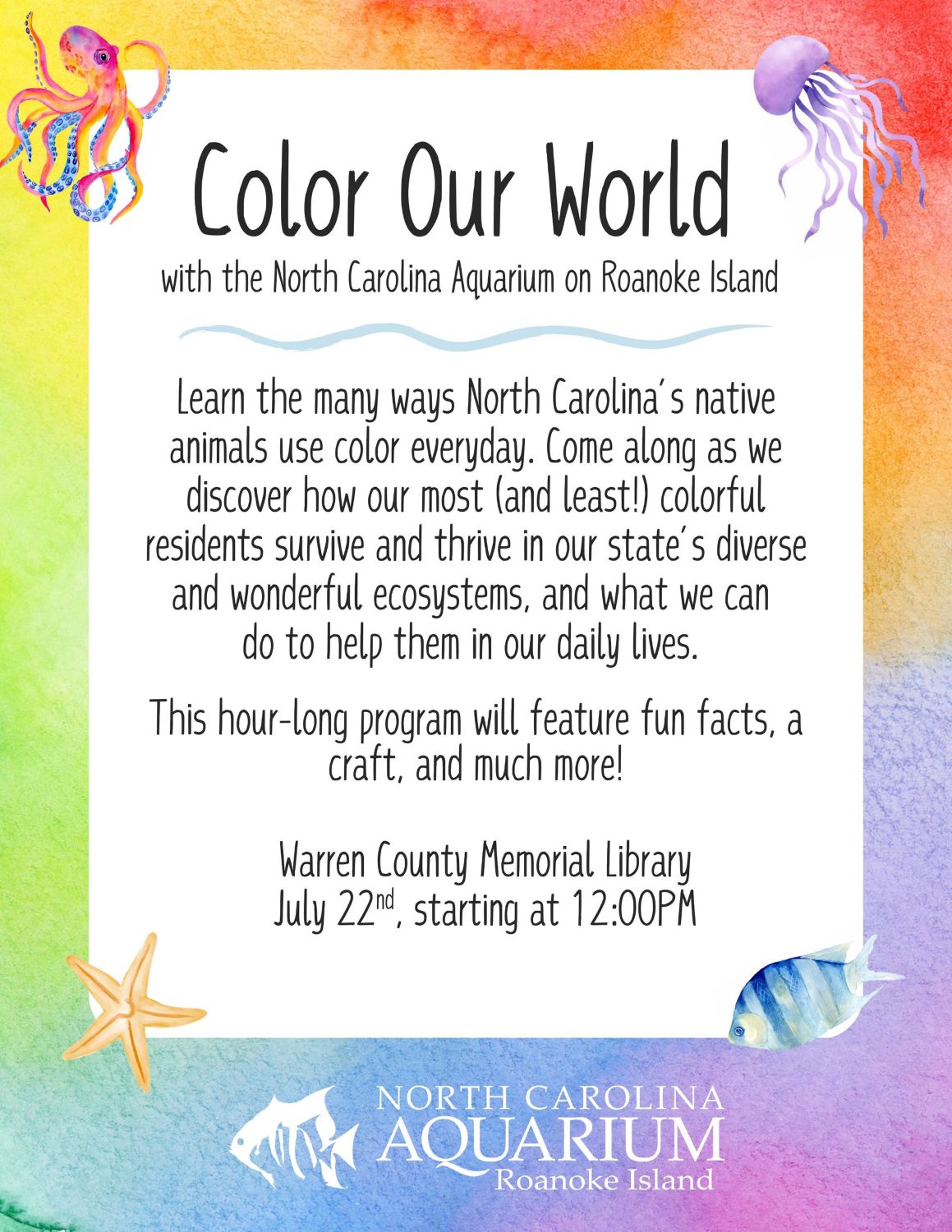 north carolina aquarium on roanoke island warren county memorial library warrenton nc july 2025