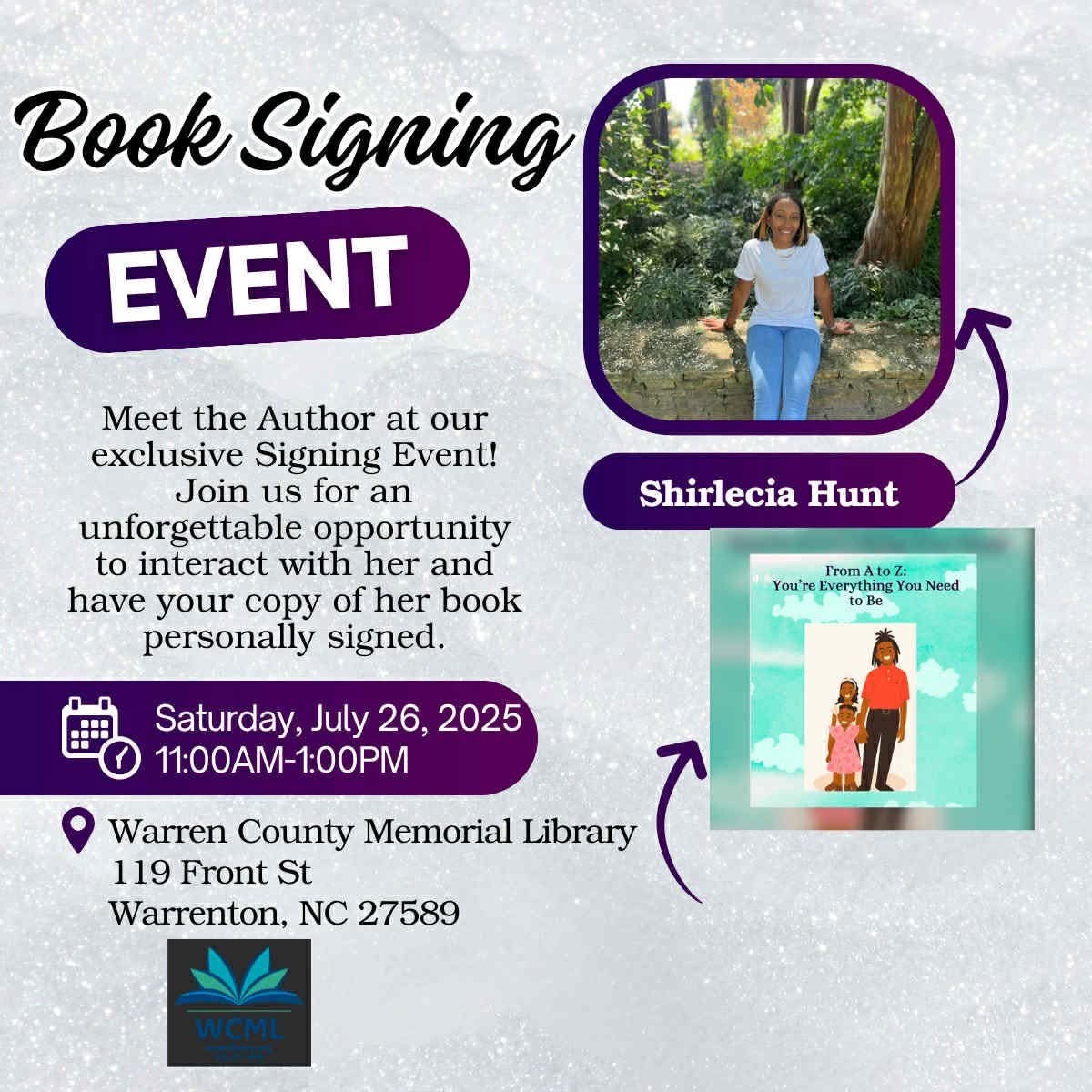 Shirlecia Hunt From A to Z Book Signing Warren County Memorial Library Warrenton NC