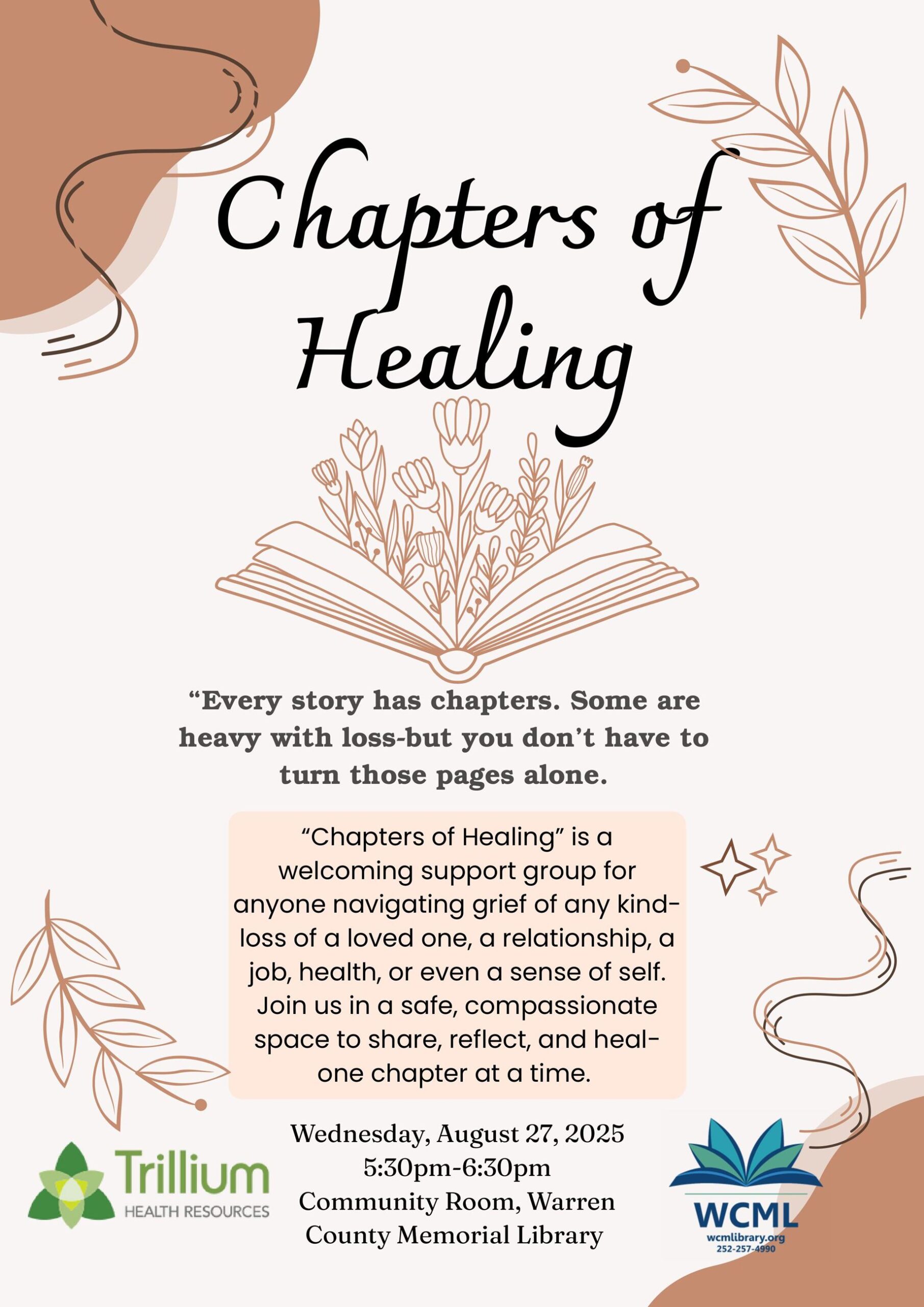 grief support group chapters of healing trillium healthcare warren county memorial library august 2025