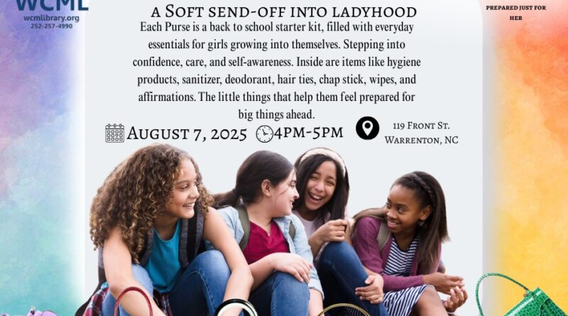 whats in my purse soft sendoff into ladyhood warren county memorial library warrenton nc august 2025