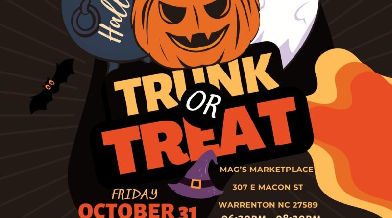 Trunk or Treat Flyer Front Porch Grocery Coop Warrenton NC 2025
