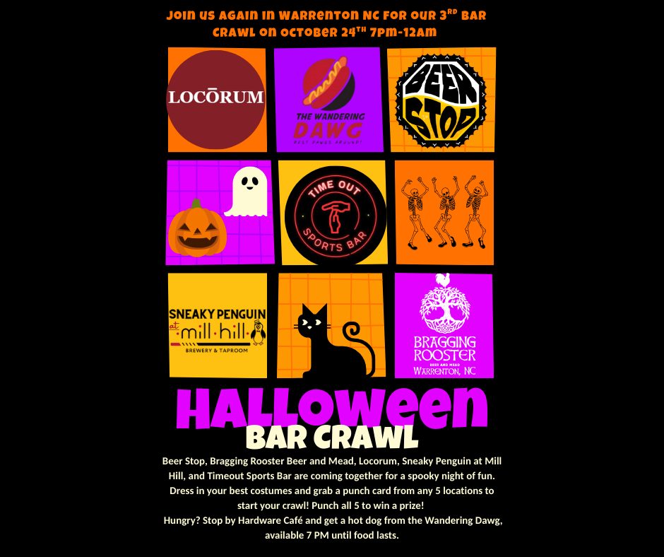 halloween bar crawl time out sports bar locorum bragging rooster beer stop sneaky penguin mill hill warrenton nc
