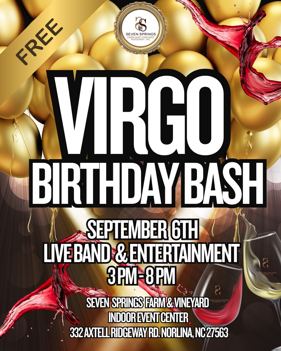 virgo birthday bash seven springs farm and vineyard norlina nc sept 2025