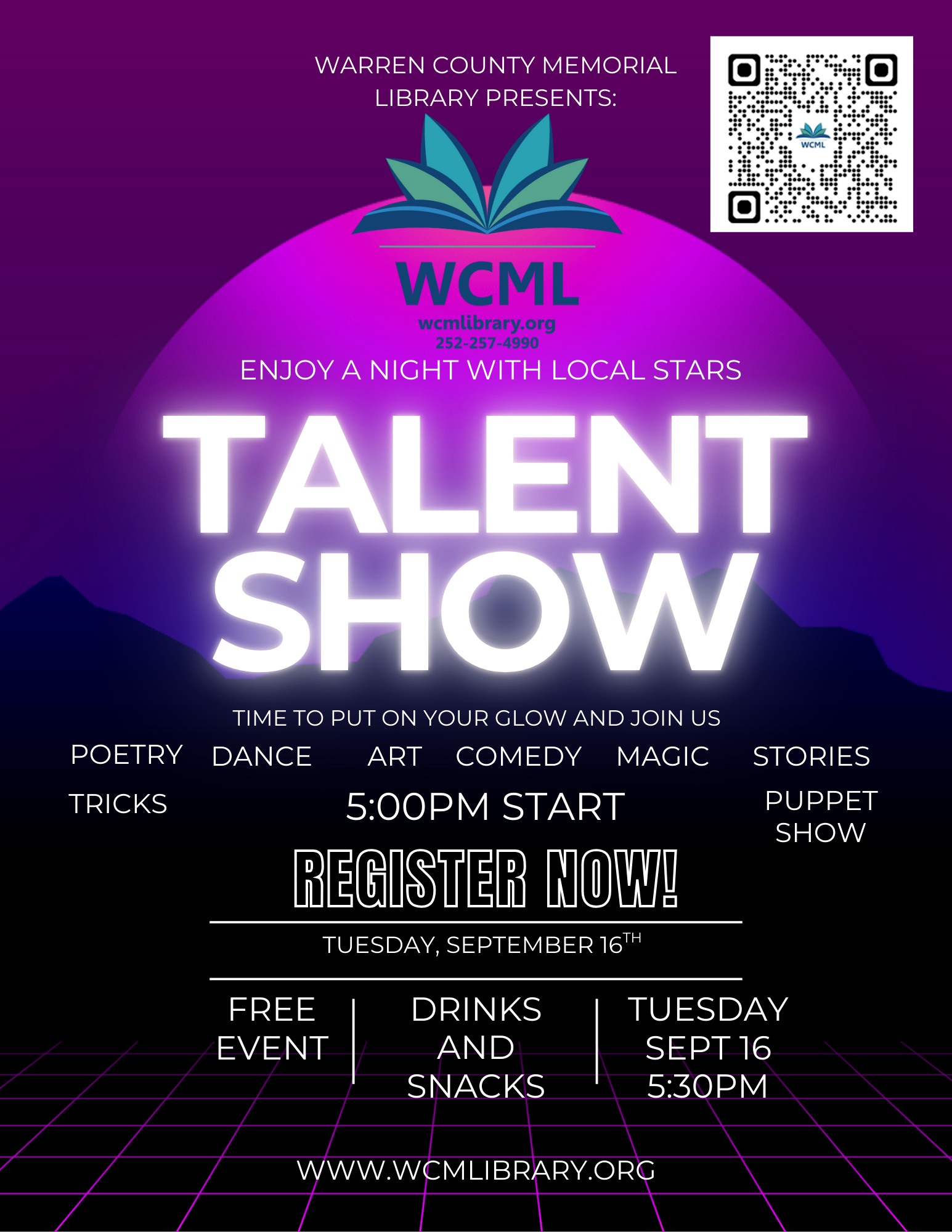 warren county memorial library talent show warrenton nc sept 2025