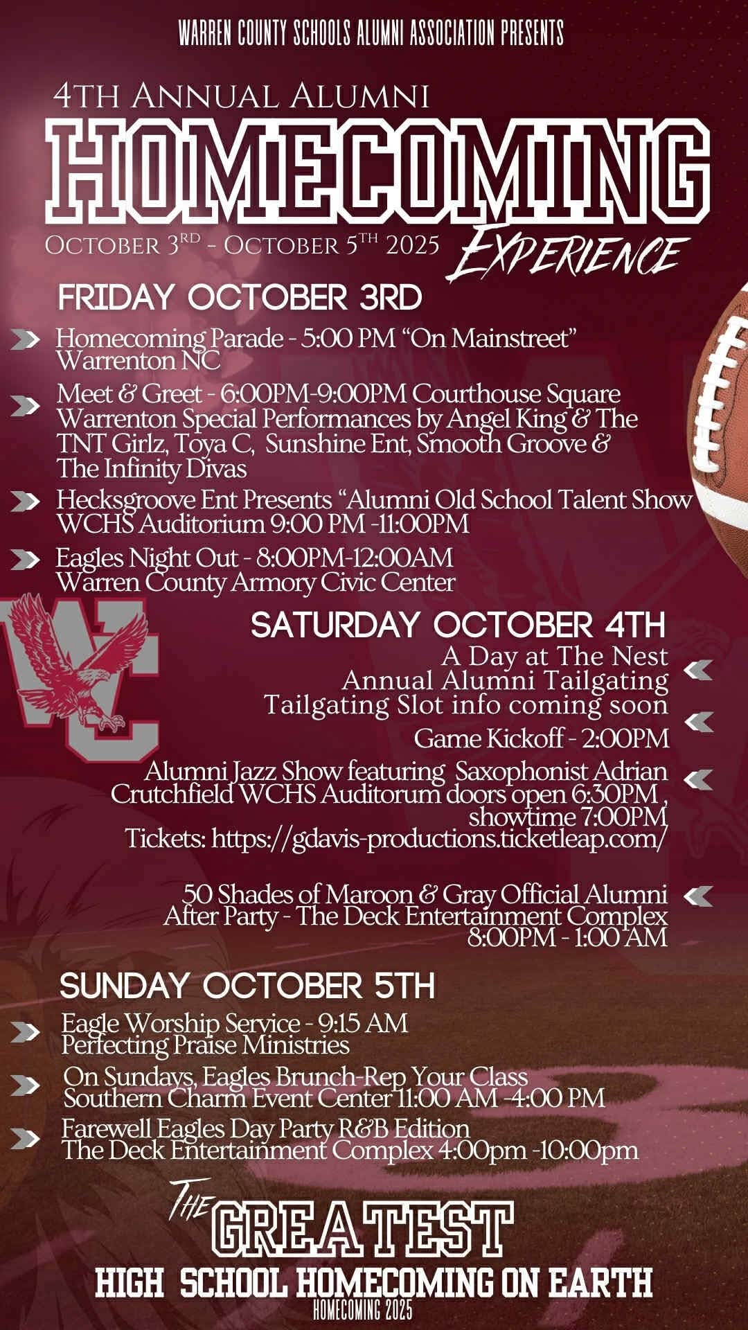 wchs alumni homecoming 2025 warrenton nc