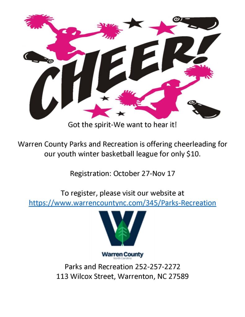 cheerleading league warren county parks and recreation warrenton nc