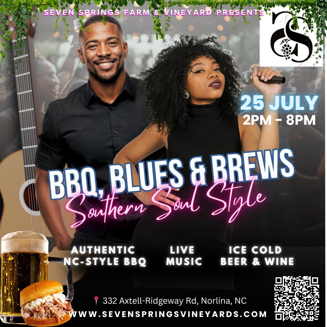 bbq blues brews seven springs farm and vineyard norlina nc july 2026