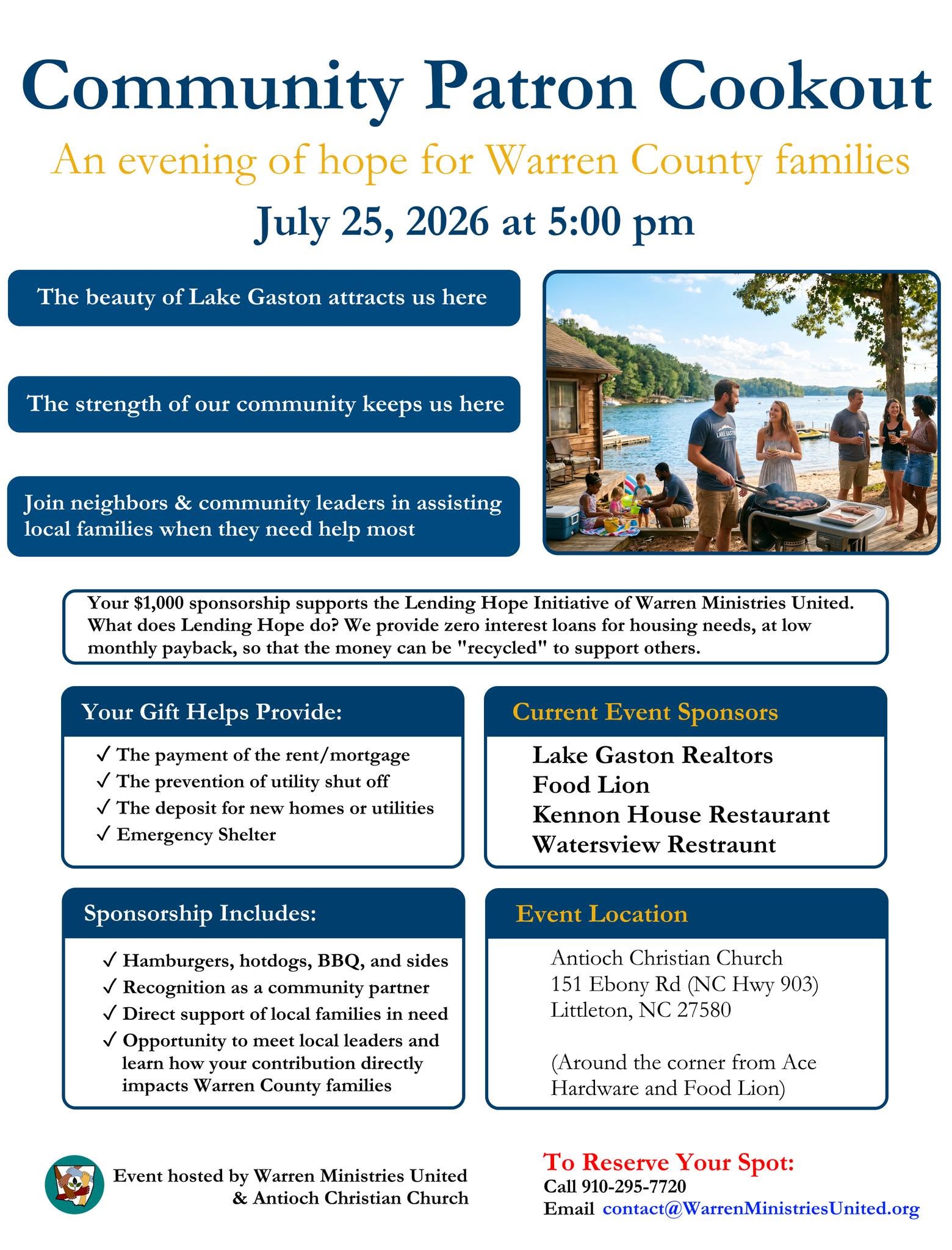 community patron cookout antioch christian church littleton nc july 25 2026
