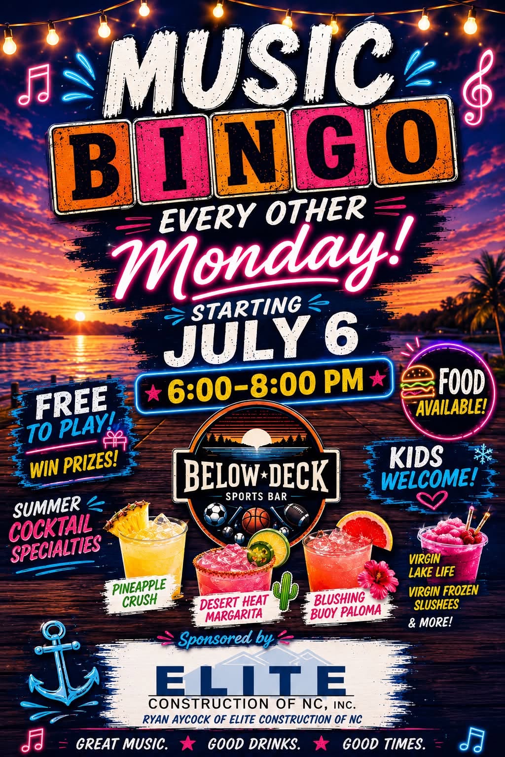 music bingo below deck sports bar littleton lake gaston nc