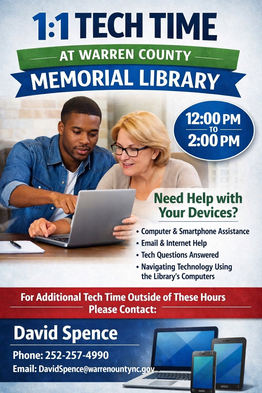 one on one tech time warren county memorial library warrenton nc