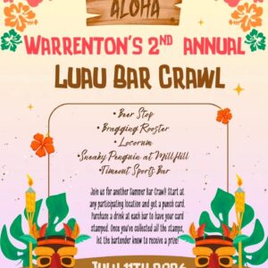 warrenton luau bar crawl beer stop bragging rooster locorum sneaky penguin at mill hill time out sports bar july 11 2026