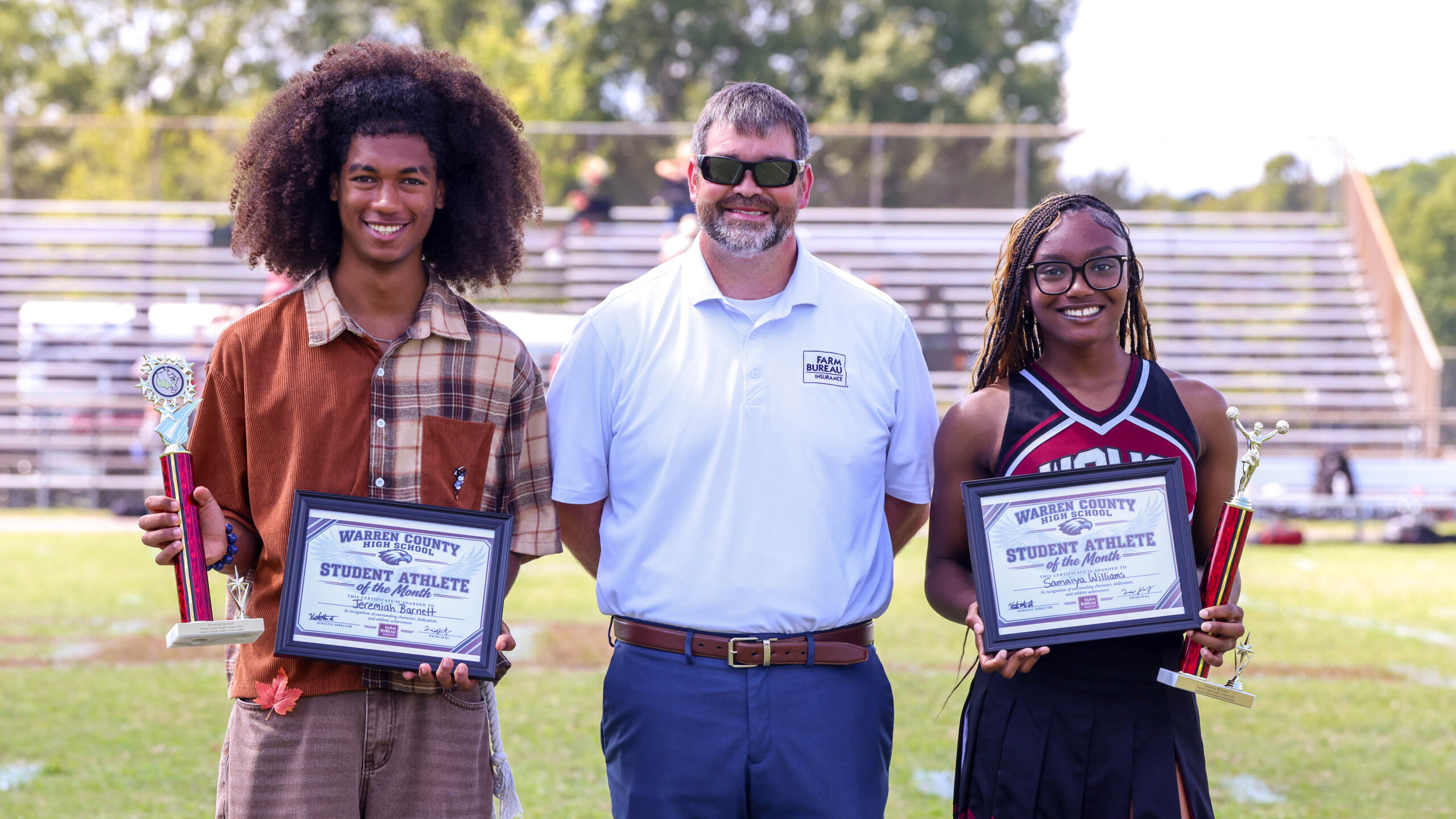Jeremiah Barnett Samaiya Williams Student Athletes NC Farm Bureau September 2026 Warren County Doniphan Browder